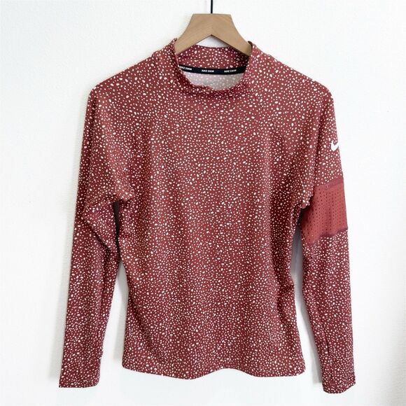Nike Rash Guard Top Womens Large Brown Speckled Long Sleeve Nike Swim Beach Surf - Picture 2 of 16